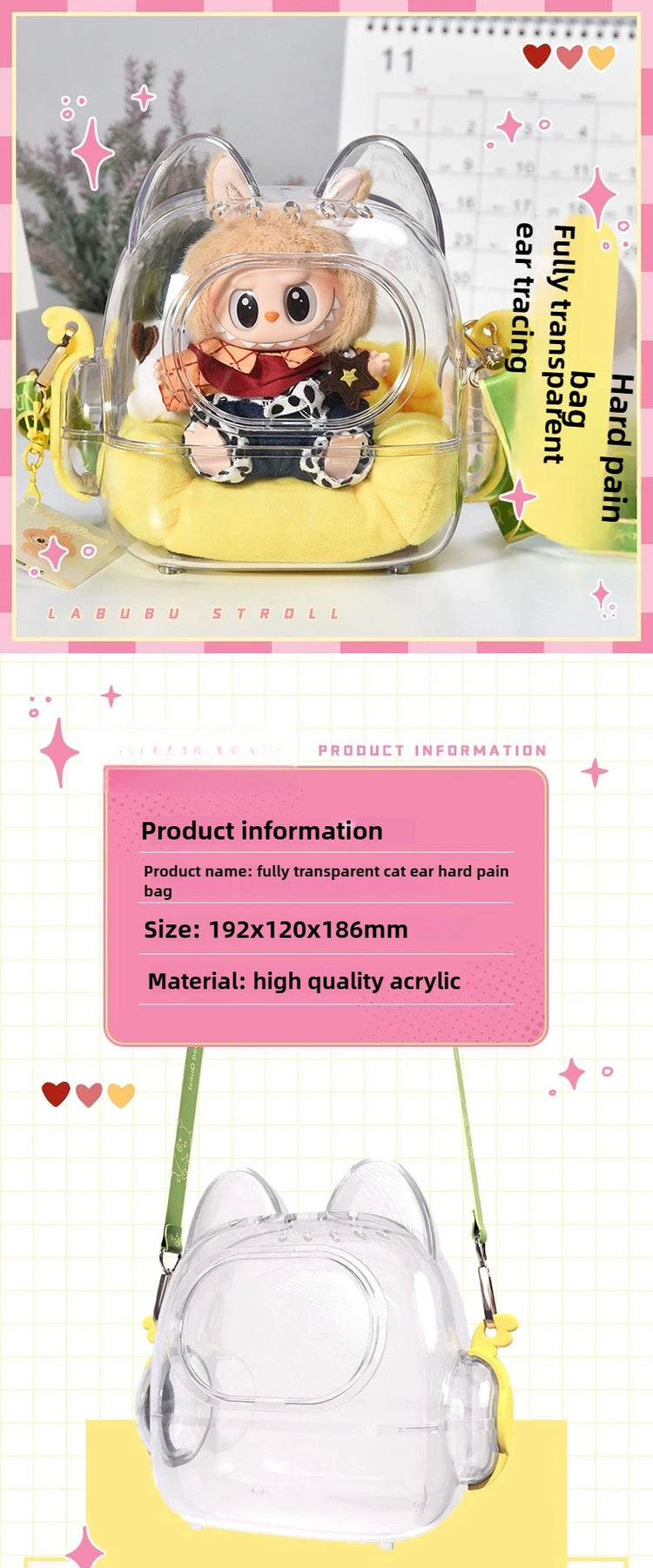 Labubu Doll Crossbody Transparent Outdoor